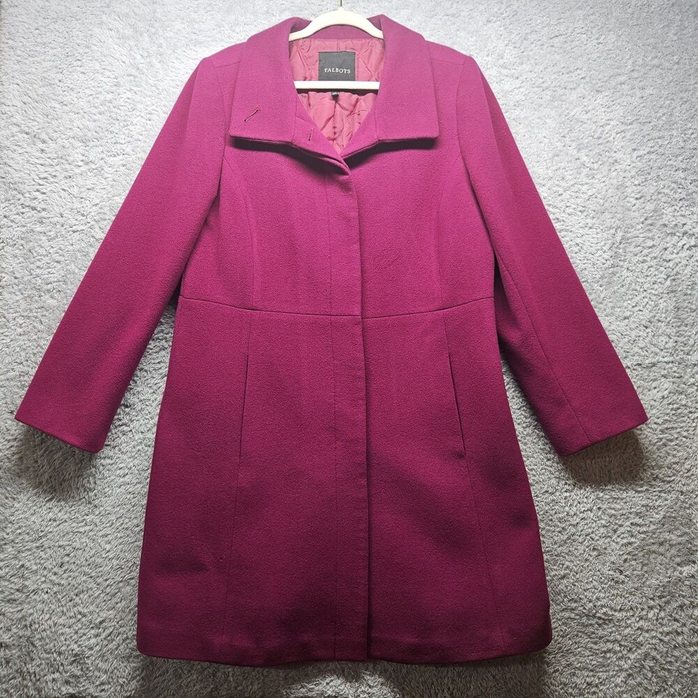 Talbots Magenta Pink Wool Mid Length Coat Size 16 Colorful